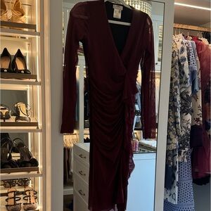 Chic Long Sleeve Burgundy Dress